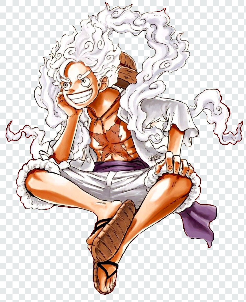 Monkey D Luffy Gear 5 Colored Transparent PNG from One Piece anime