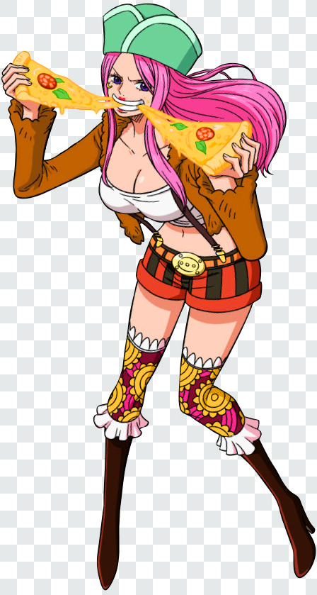 Jewelry Bonney Eating Pizza Transparent PNG from One Piece anime