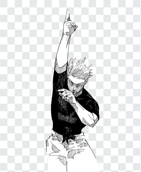 Gojo Satoru Finger Up Manga Transparent PNG from Jujutsu Kaisen anime