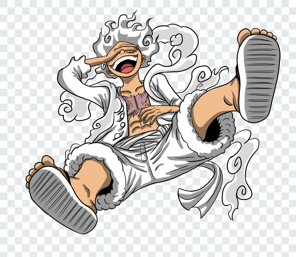 Luffy Gear 5 Colored Transparent PNG from One Piece anime