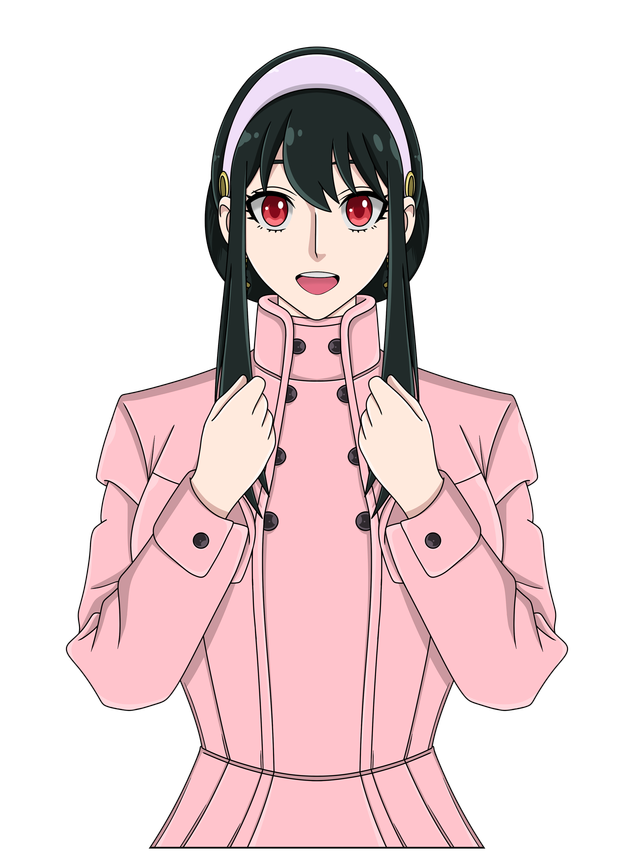 Yor Forger pink coat PNG - PNGAnime